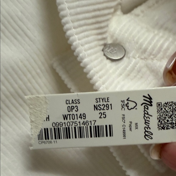 Madewell NWT The Emmett Wide Leg Pant in Corduroy. Welt Pocket Edition Size 25 - Picture 16 of 16